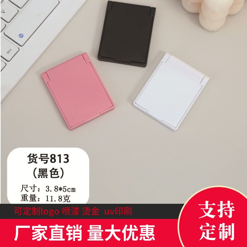 Square Flip Makeup Mirror, Simple Foldableing Mirror, Customizable Printable Double-Sided Logo Pattern, Portable Flap Pocket Pants Mirror - Image 5